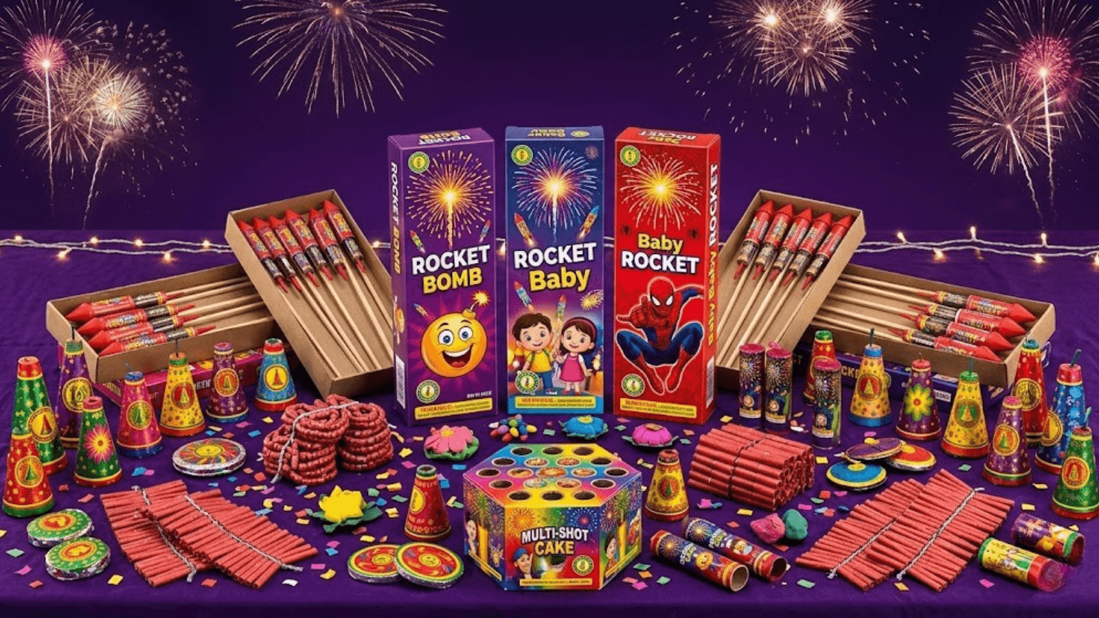 Sivakasi sky rockets — single, double, triple burst and whistling varieties